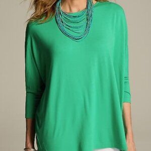 J. Jill XL Wearever NWT $79 Green Slub-Knit Stretch High Low Hem Top